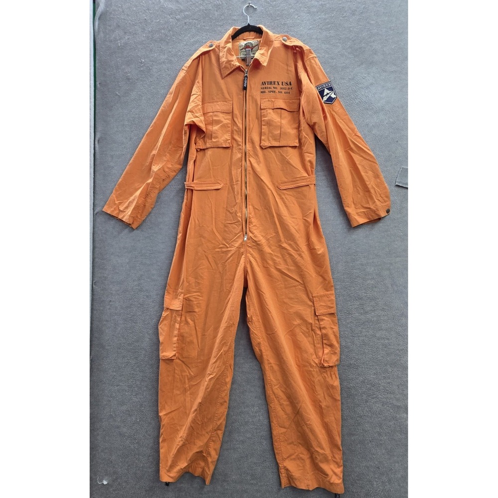 VINTAGE Avirex Varsity Men Jumpsuit 2X Patch Utility Flight Prison Suit 80s 90s
